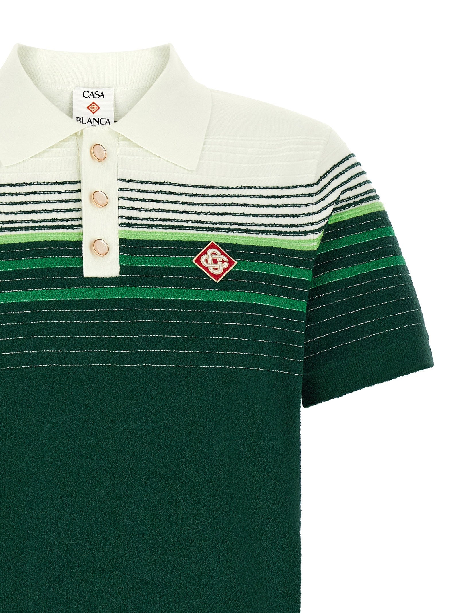 Casablanca Bouclé Stripes Polo Shirt Green