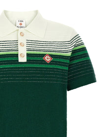 Casablanca Bouclé Stripes Polo Shirt Green