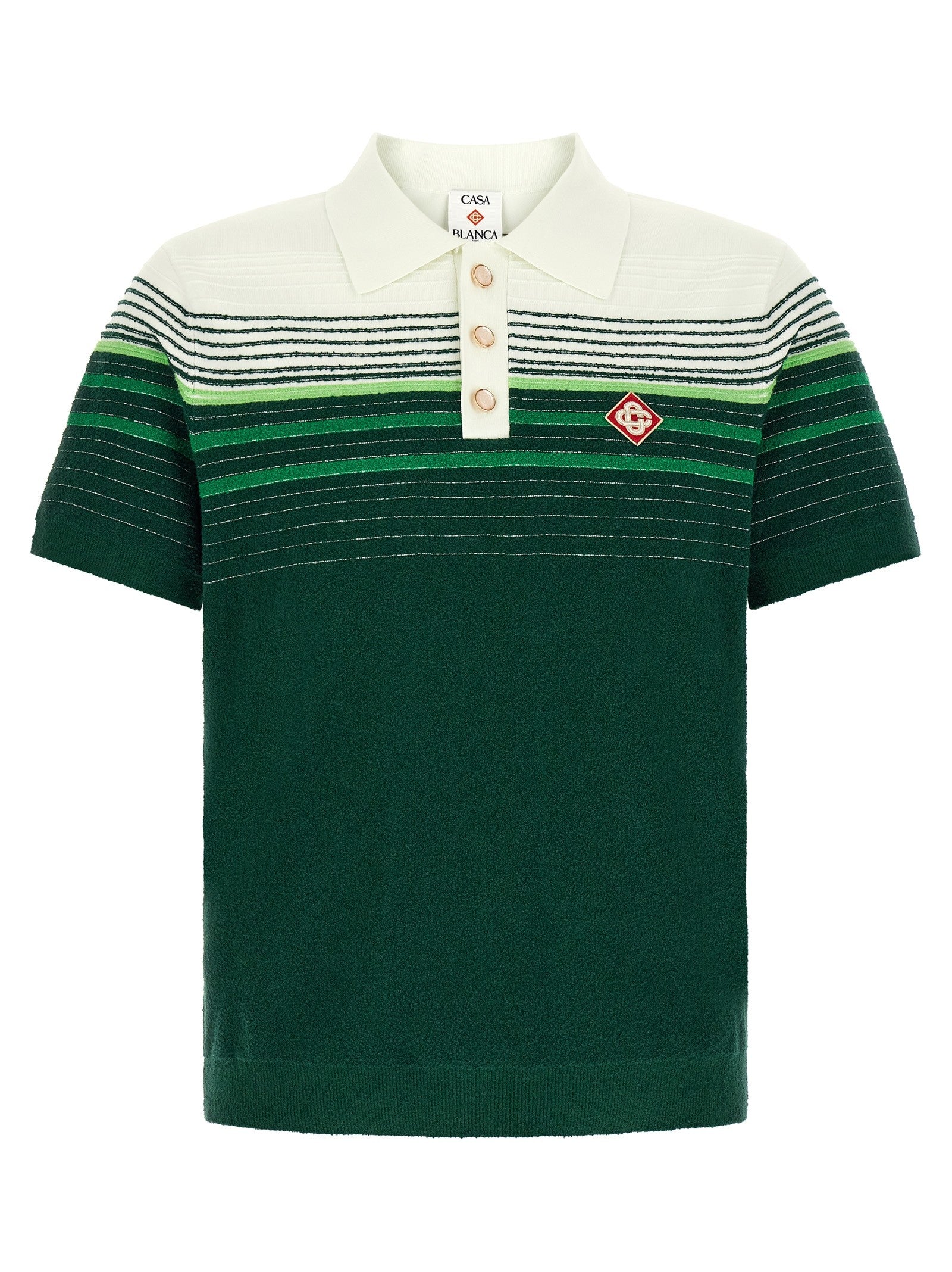 Casablanca Bouclé Stripes Polo Shirt Green