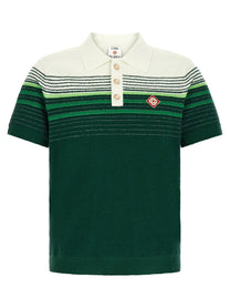 Casablanca Bouclé Stripes Polo Shirt Green