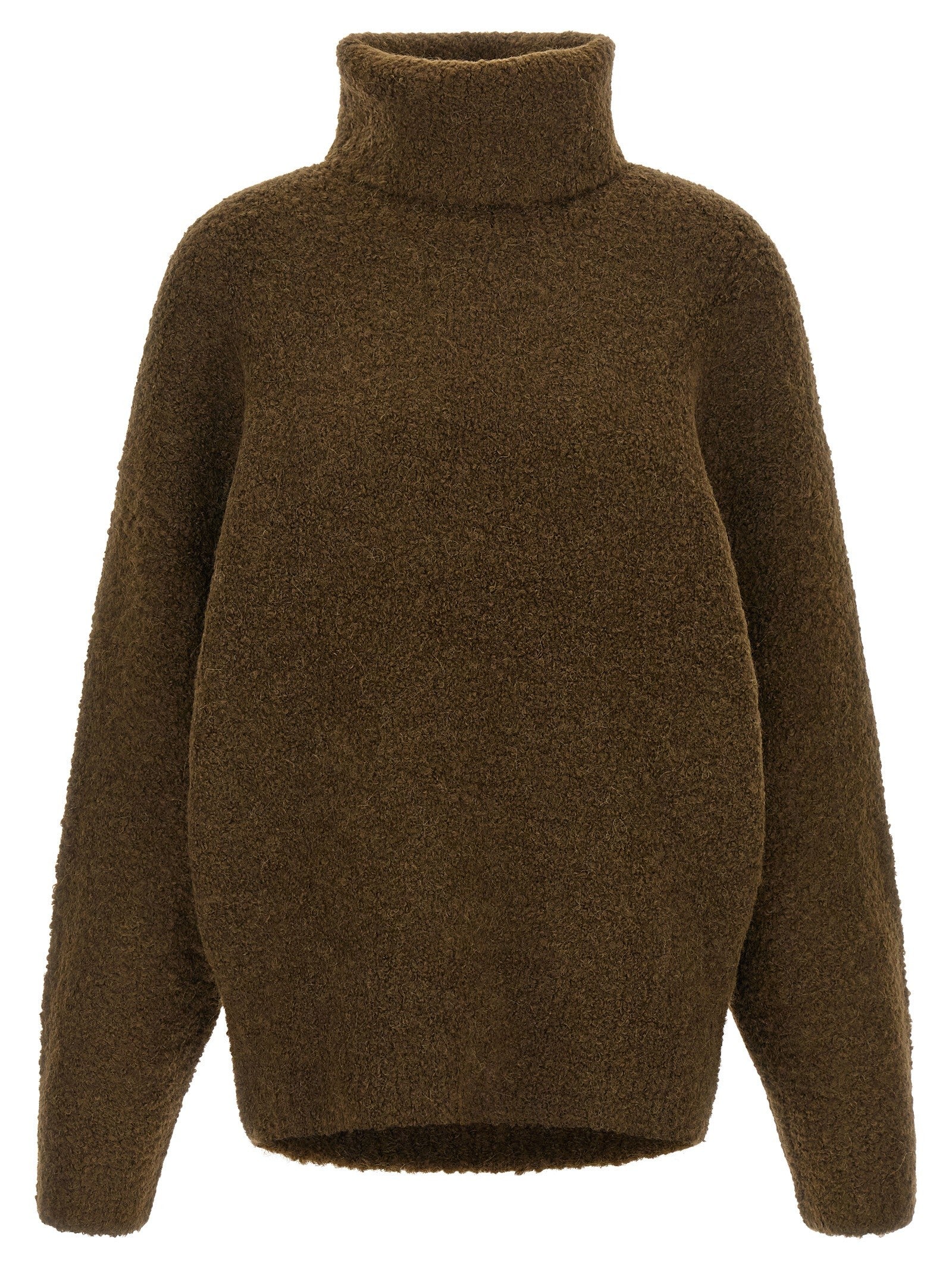 Toteme Bouclé Turtleneck Sweater Brown