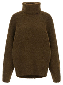 Toteme Bouclé Turtleneck Sweater Brown