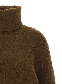 Toteme Bouclé Turtleneck Sweater Brown