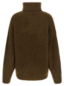 Toteme Bouclé Turtleneck Sweater Brown