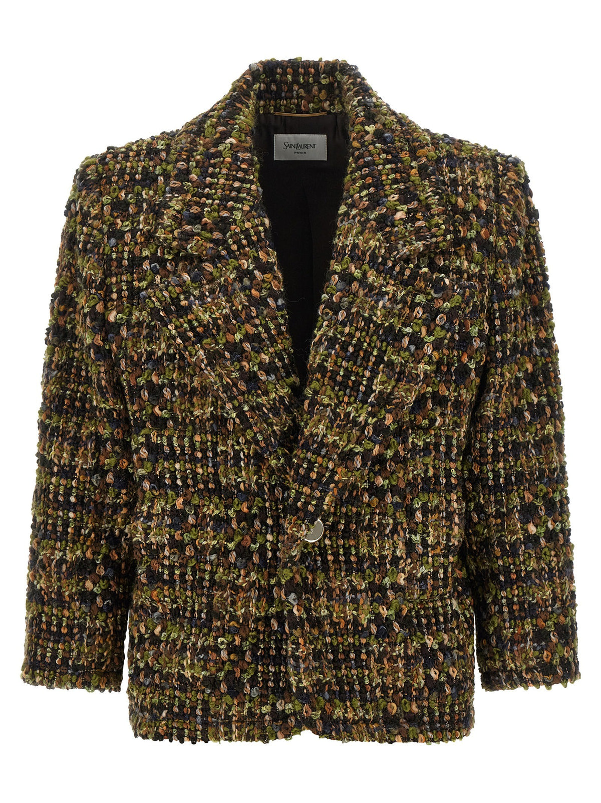 Saint Laurent Bouclé Tweed Blazer Gold