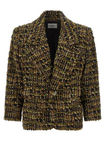 Saint Laurent Bouclé Tweed Blazer Gold