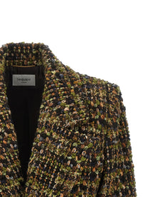 Saint Laurent Bouclé Tweed Blazer Gold