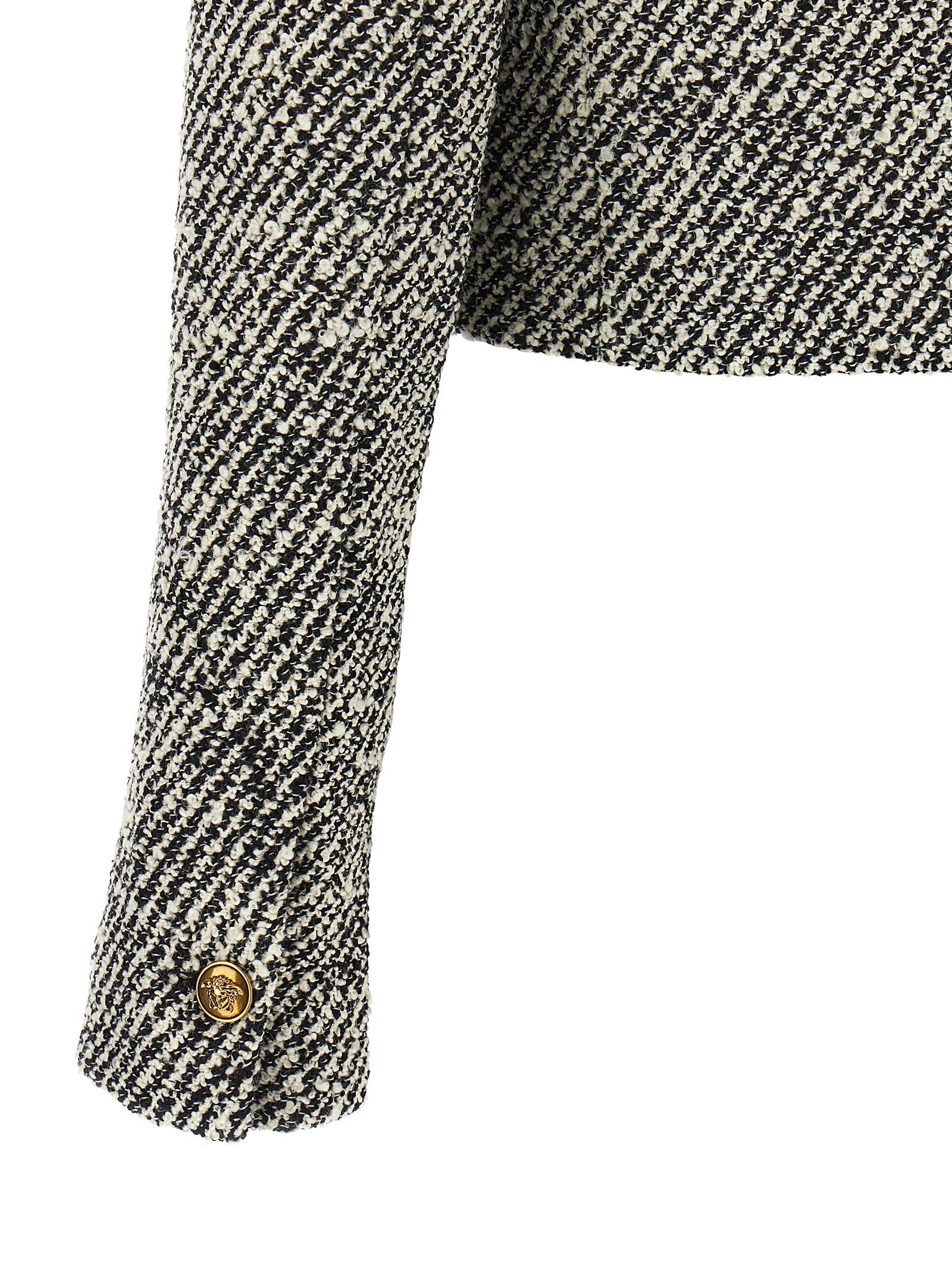 Versace Bouclé Wool Blend Blouson Jacket White