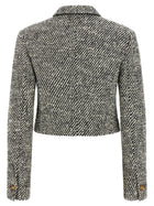 Versace Bouclé Wool Blend Blouson Jacket White, view 2