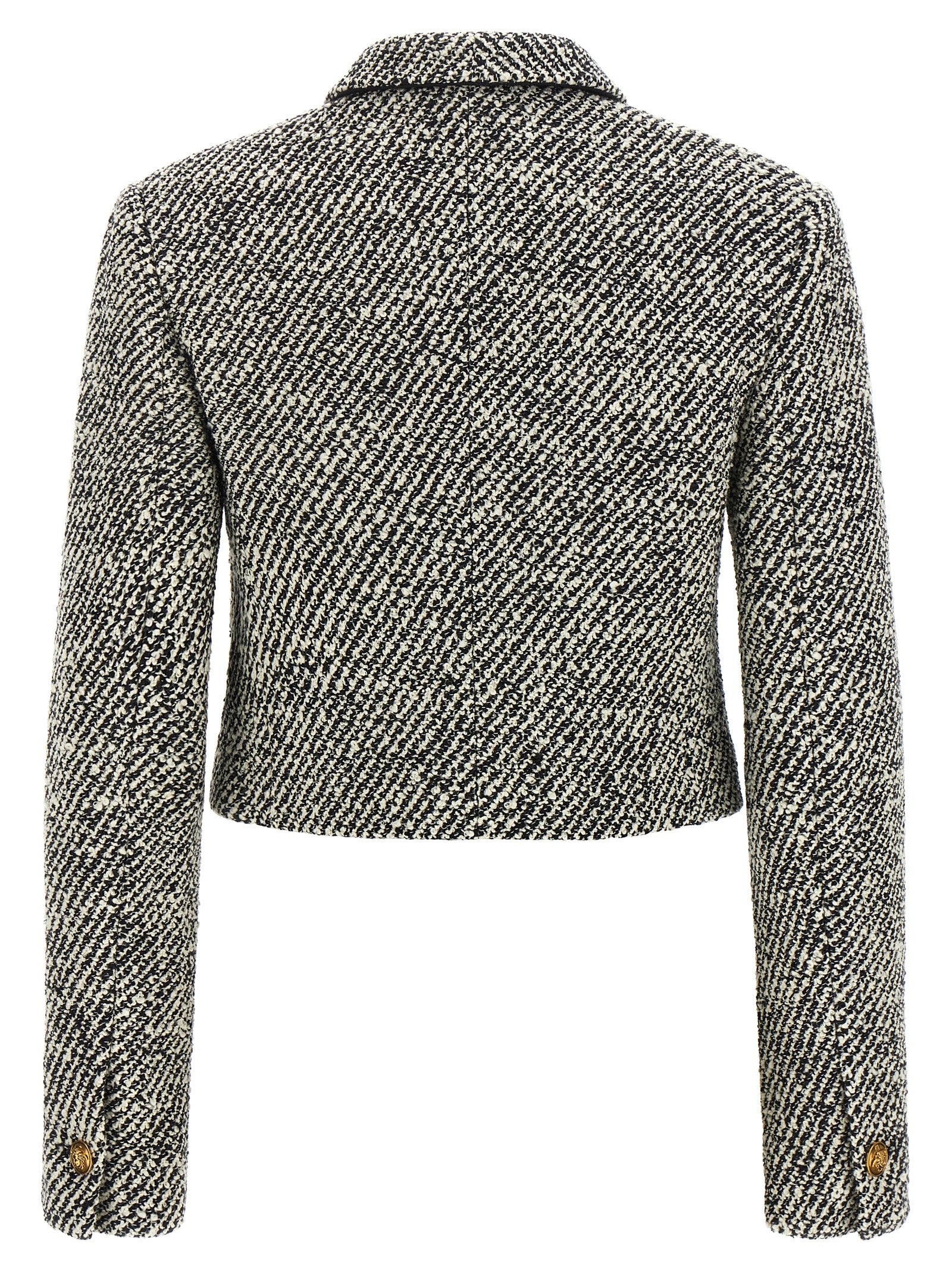Versace Bouclé Wool Blend Blouson Jacket White