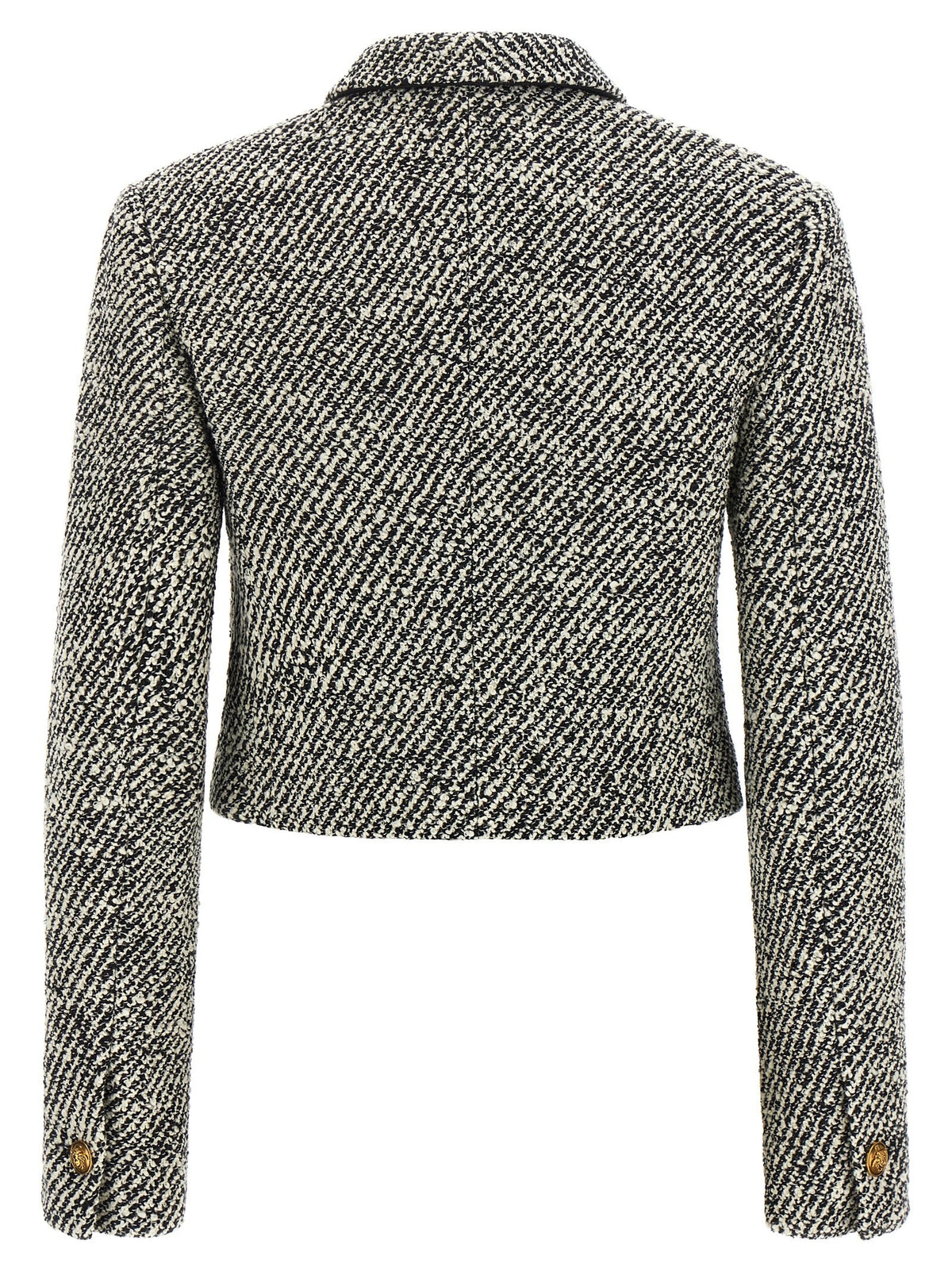 Versace Bouclé Wool Blend Blouson Jacket White, view 2