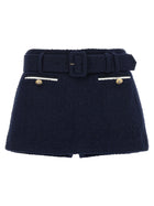 self-portrait Bouclé Wool Skort Blue