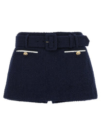 self-portrait Bouclé Wool Skort Blue