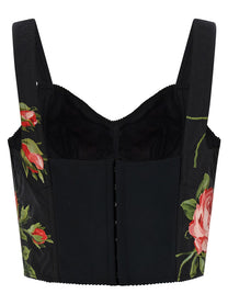 Dolce &amp; Gabbana Women's Bouquet Rose Bustier Top Black