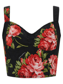 Dolce &amp; Gabbana Women's Bouquet Rose Bustier Top Black