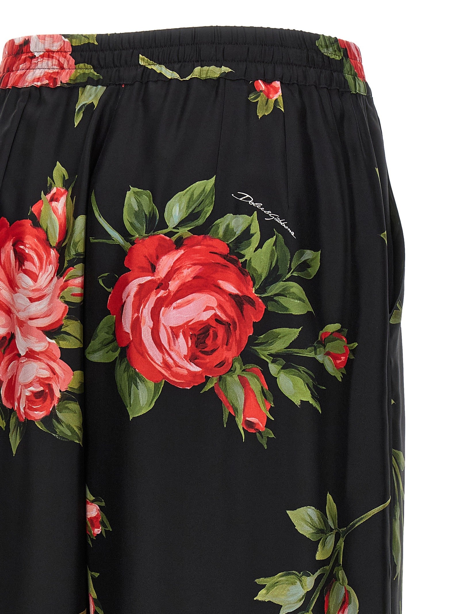 Dolce &amp; Gabbana Bouquet Rose Pants Black