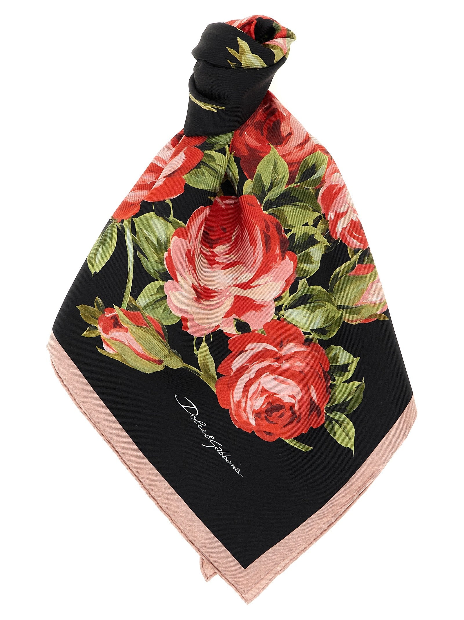 Dolce &amp; Gabbana Bouquet Rose Scarf Black