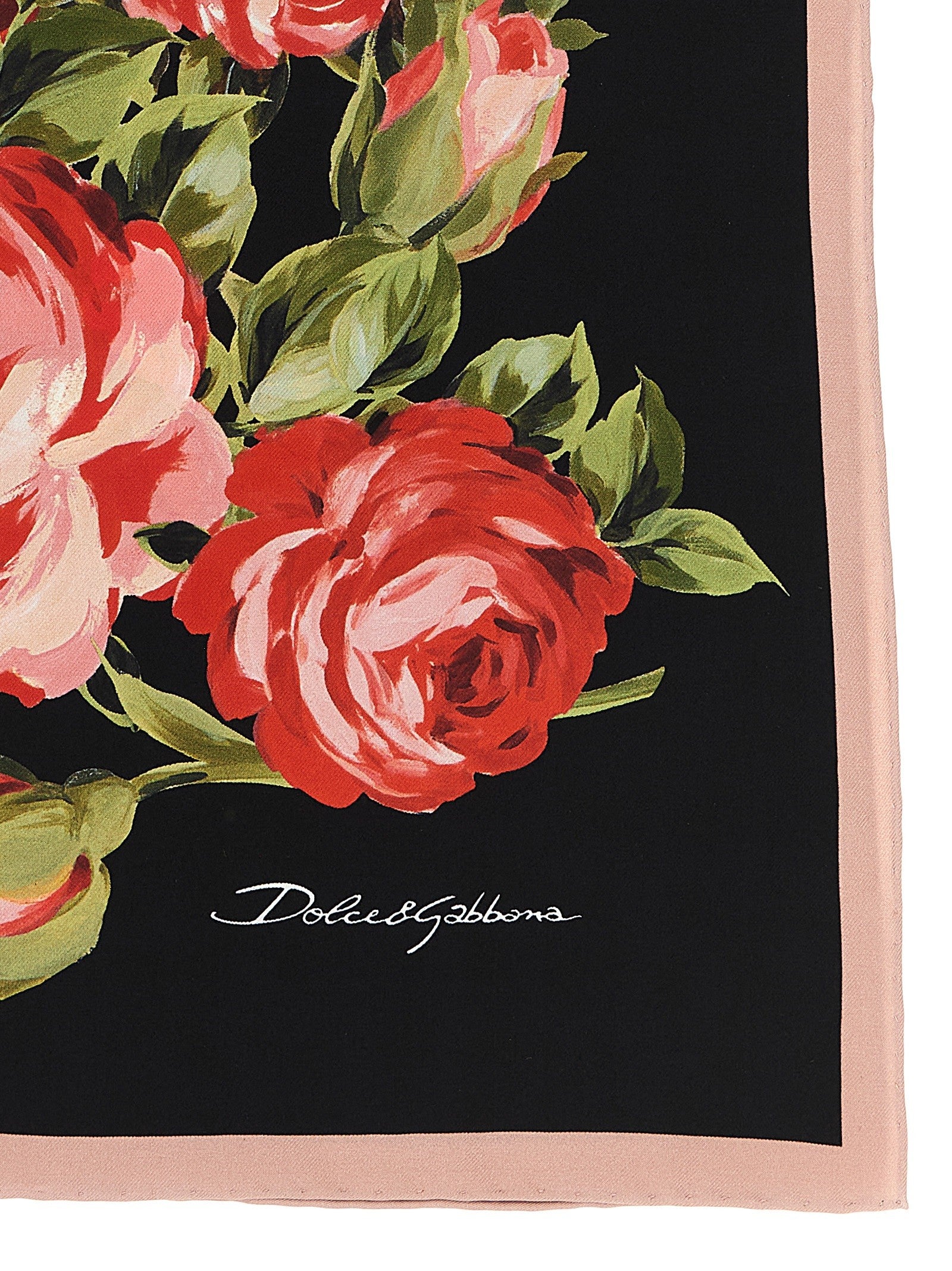 Dolce &amp; Gabbana Bouquet Rose Scarf Black