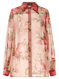 Dolce &amp; Gabbana Bouquet Rose Shirt Blue