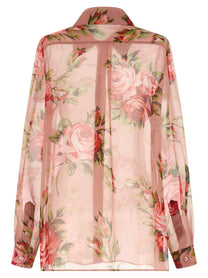 Dolce &amp; Gabbana Bouquet Rose Shirt Blue
