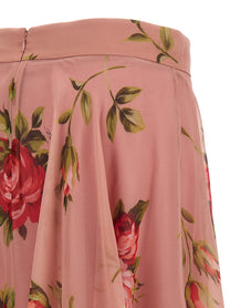 Dolce &amp; Gabbana Bouquet Rose Skirt Blue