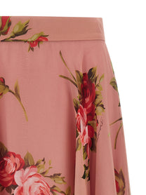 Dolce &amp; Gabbana Bouquet Rose Skirt Blue