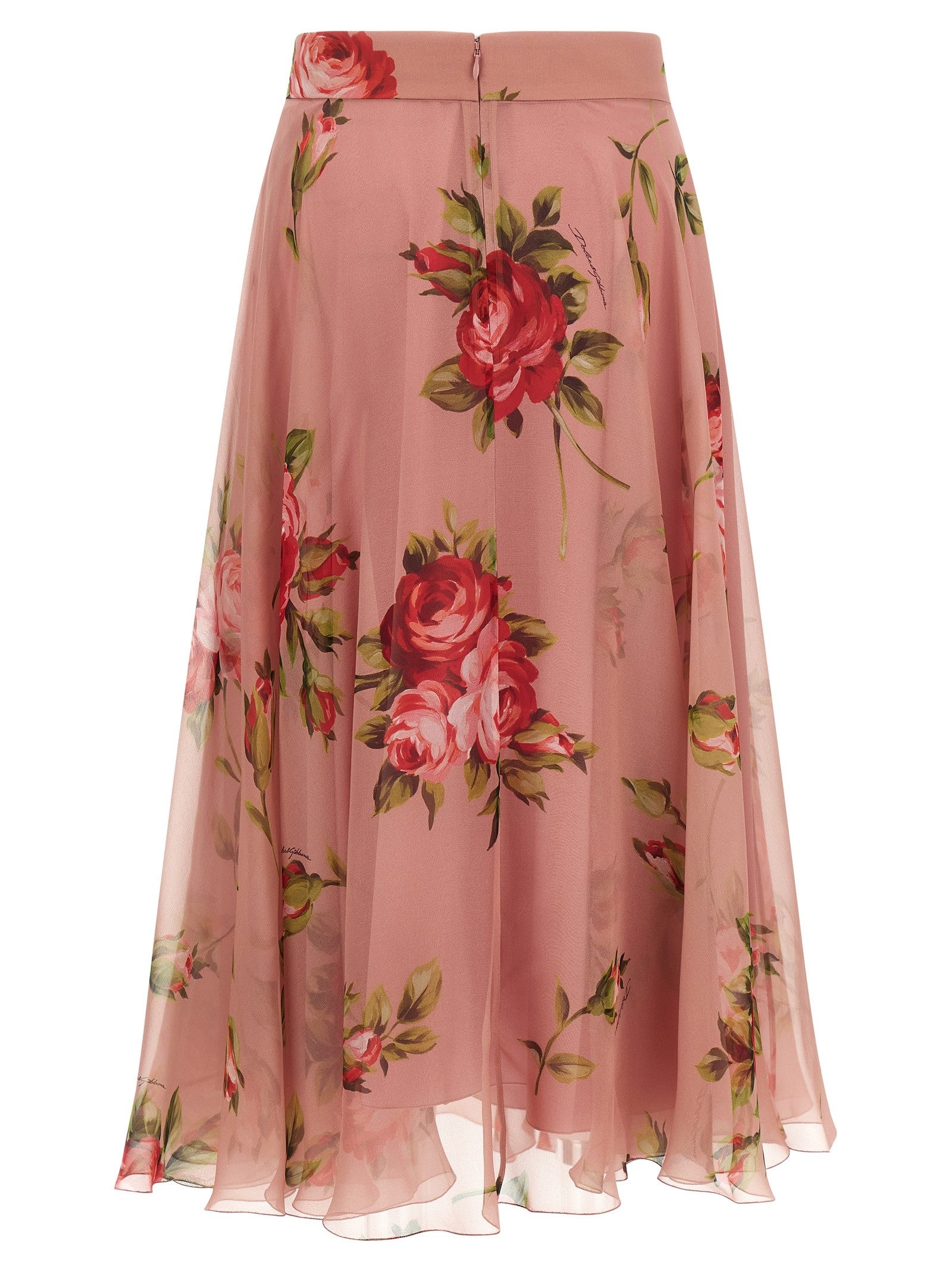 Dolce &amp; Gabbana Bouquet Rose Skirt Blue