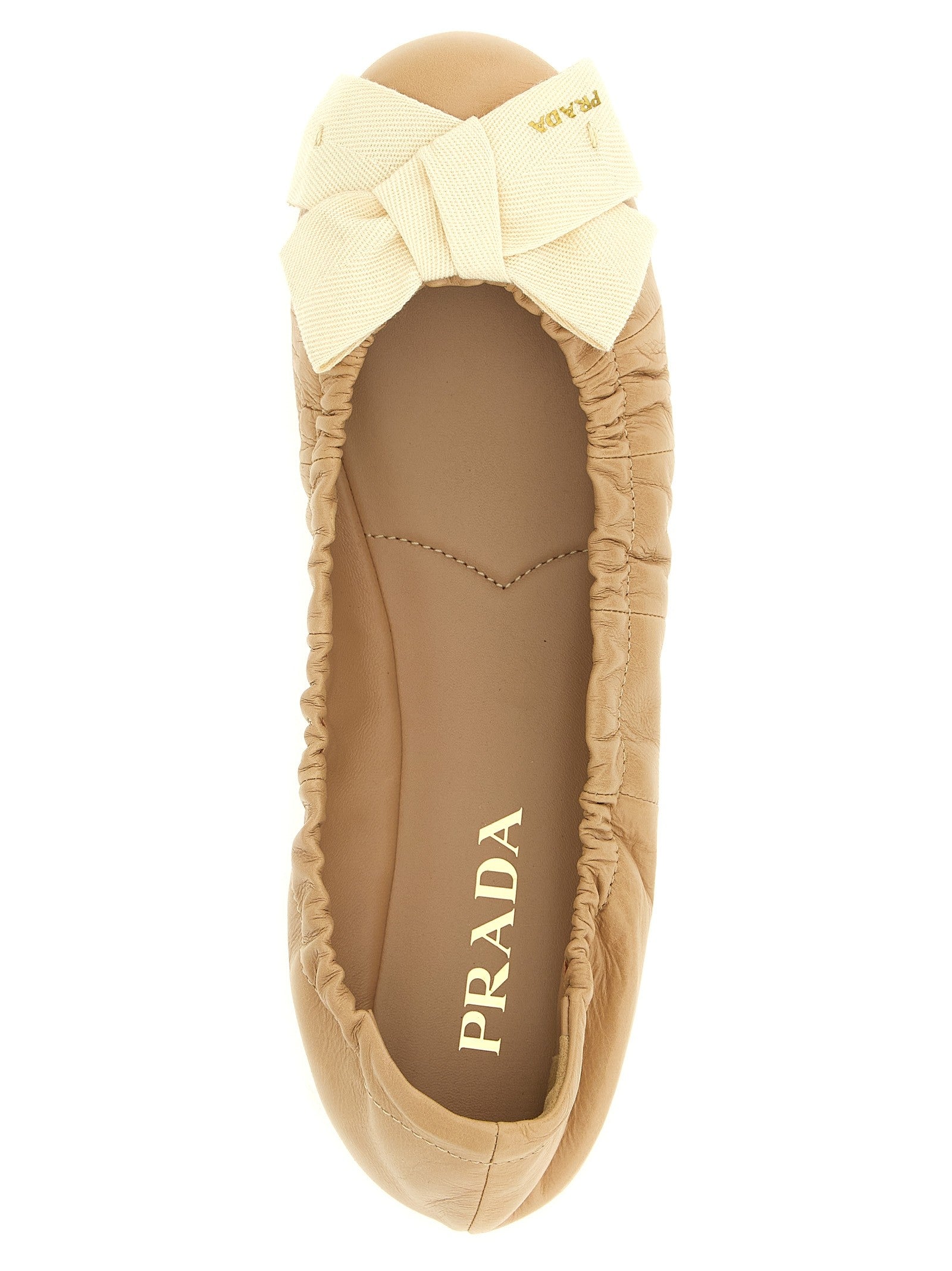 PRADA Bow Ballet Flats Beige