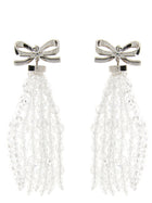 self-portrait Bow Beaded Waterfall Earrings Silver, view 2