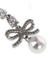 self-portrait Bow Crystal Charm Earrings Silver