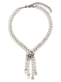 Alessandra Rich Bow Crystals Necklace Silver