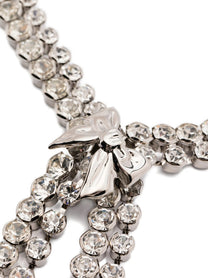 Alessandra Rich Bow Crystals Necklace Silver
