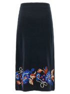 FARM Rio Bow Garden Knit Intarsia Skirt Gold, view 2