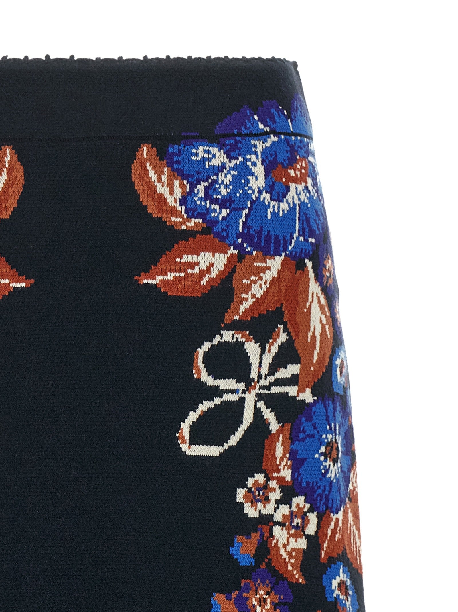 FARM Rio Bow Garden Knit Intarsia Skirt Gold
