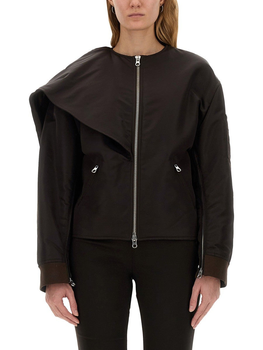 courrèges Women's Bow Neck Bomber Jacket Brown courrèges