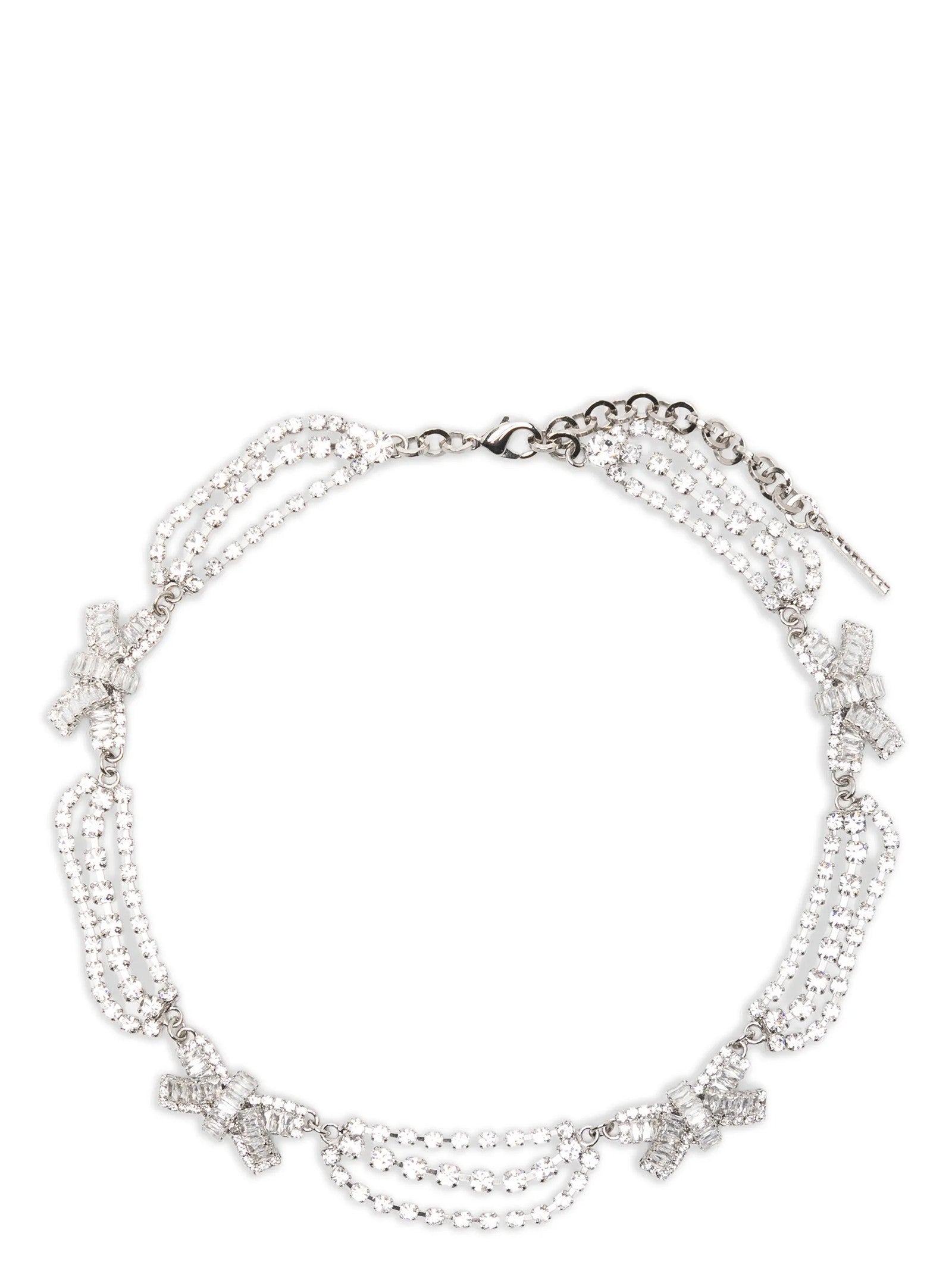 Alessandra Rich Bow Necklace Silver