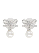 self-portrait Women's Bow Pearl Earrings Silver