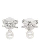 self-portrait Women's Bow Pearl Earrings Silver, view 2