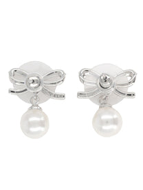 self-portrait Women's Bow Pearl Earrings Silver