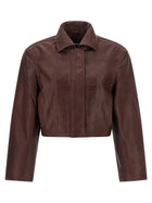 ROTATE Birger Christensen Boxy Square Leather Jacket Red