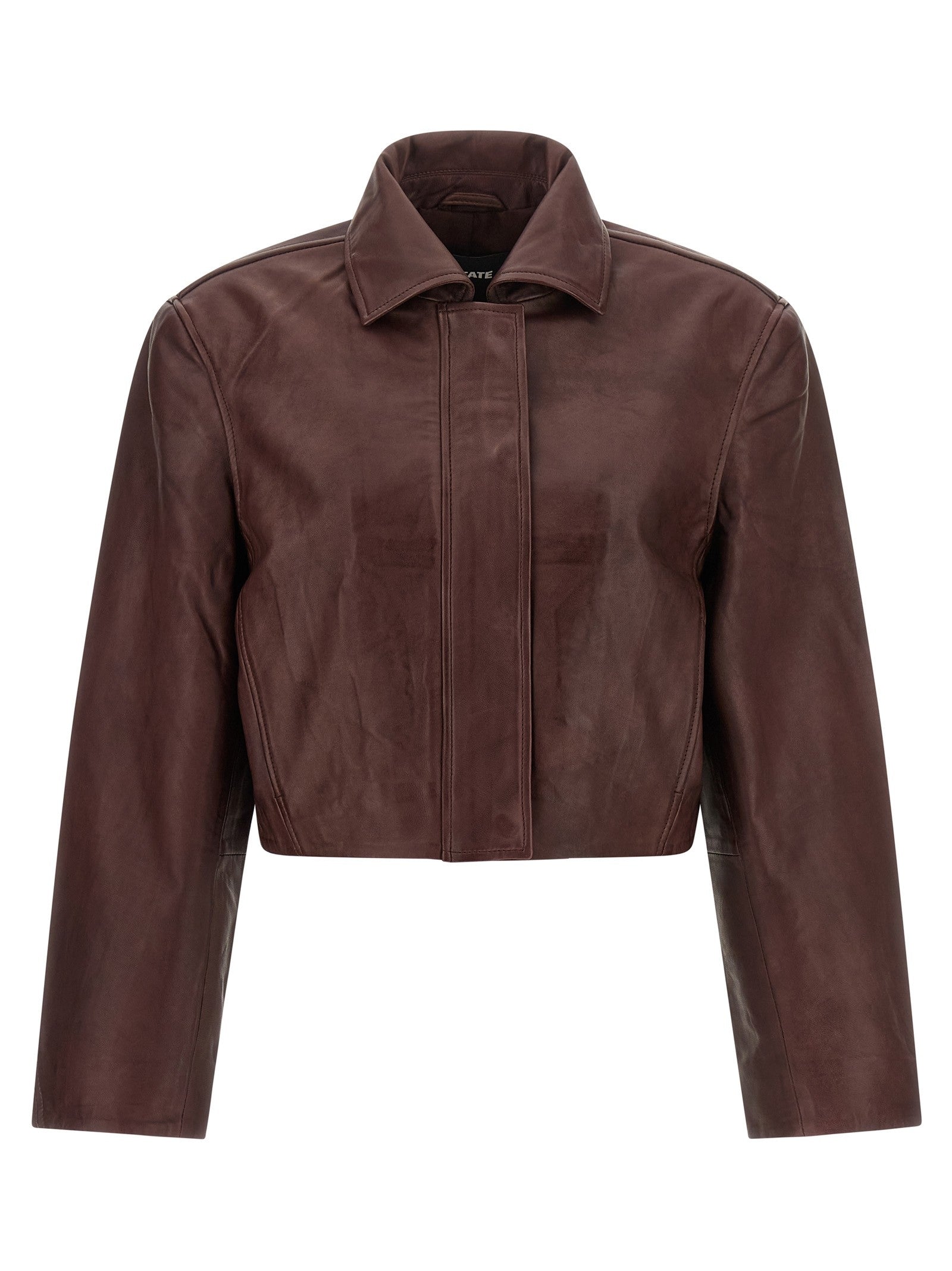 ROTATE Birger Christensen Boxy Square Leather Jacket Red