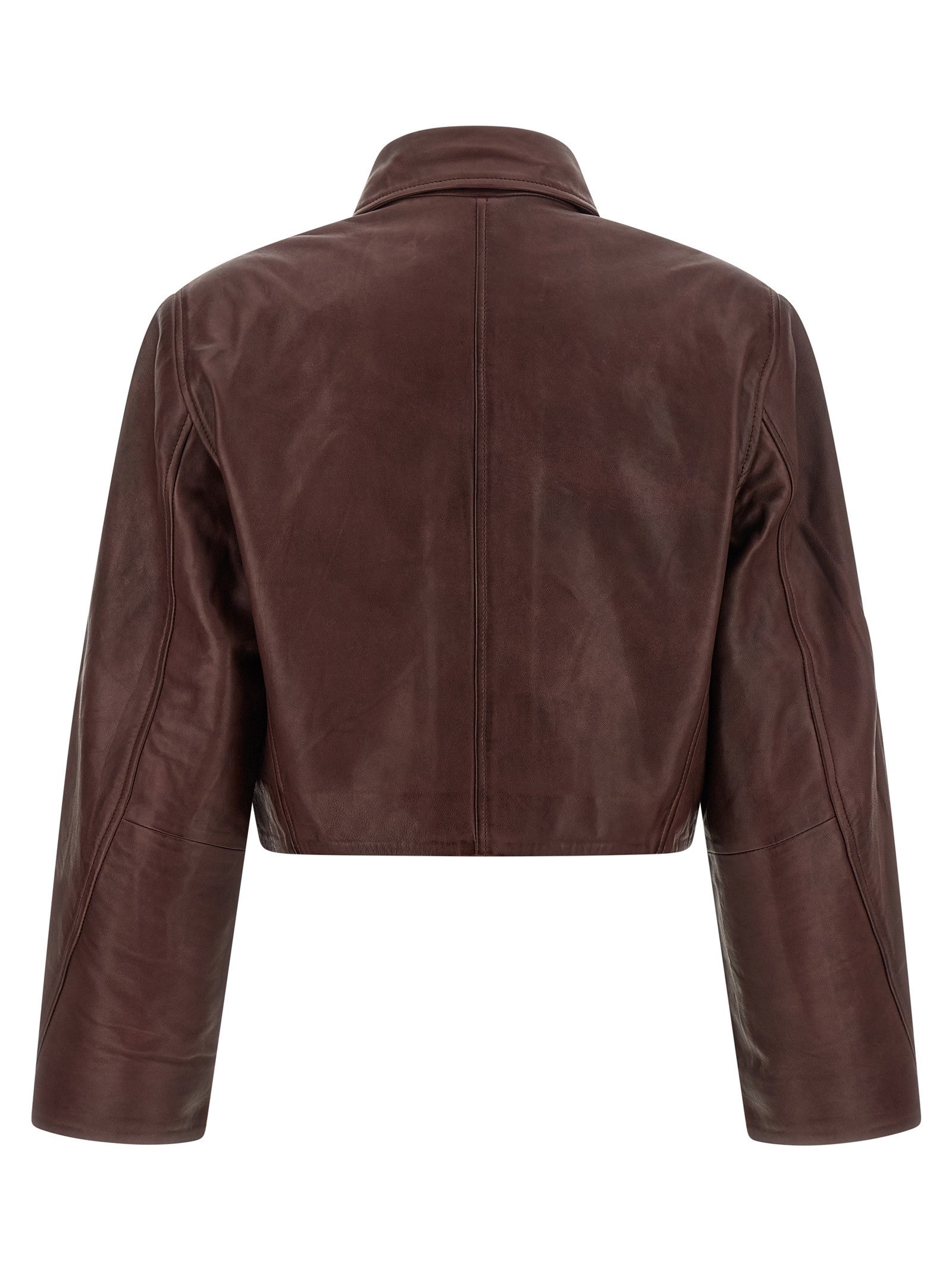 ROTATE Birger Christensen Boxy Square Leather Jacket Red