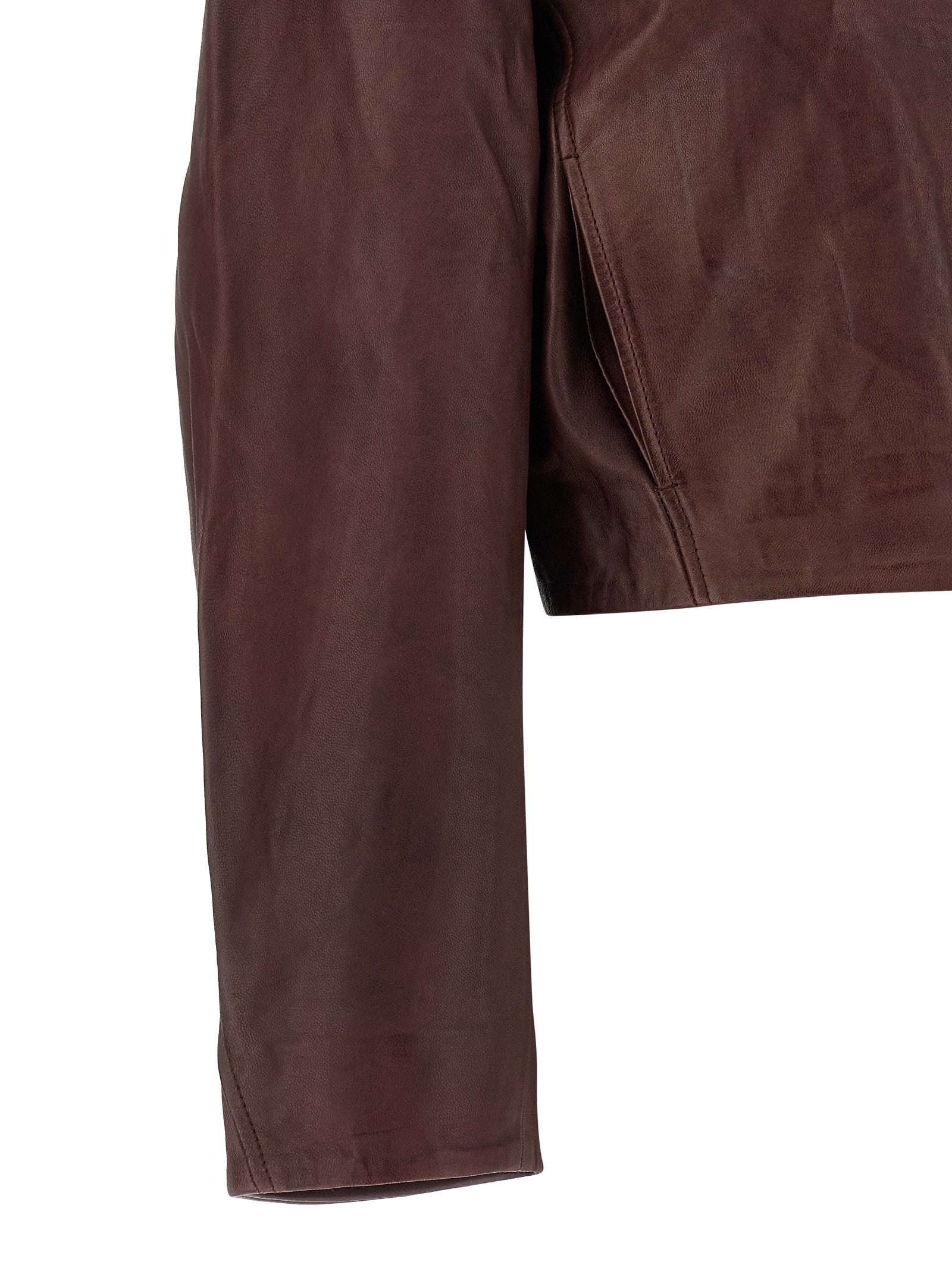 ROTATE Birger Christensen Boxy Square Leather Jacket Red