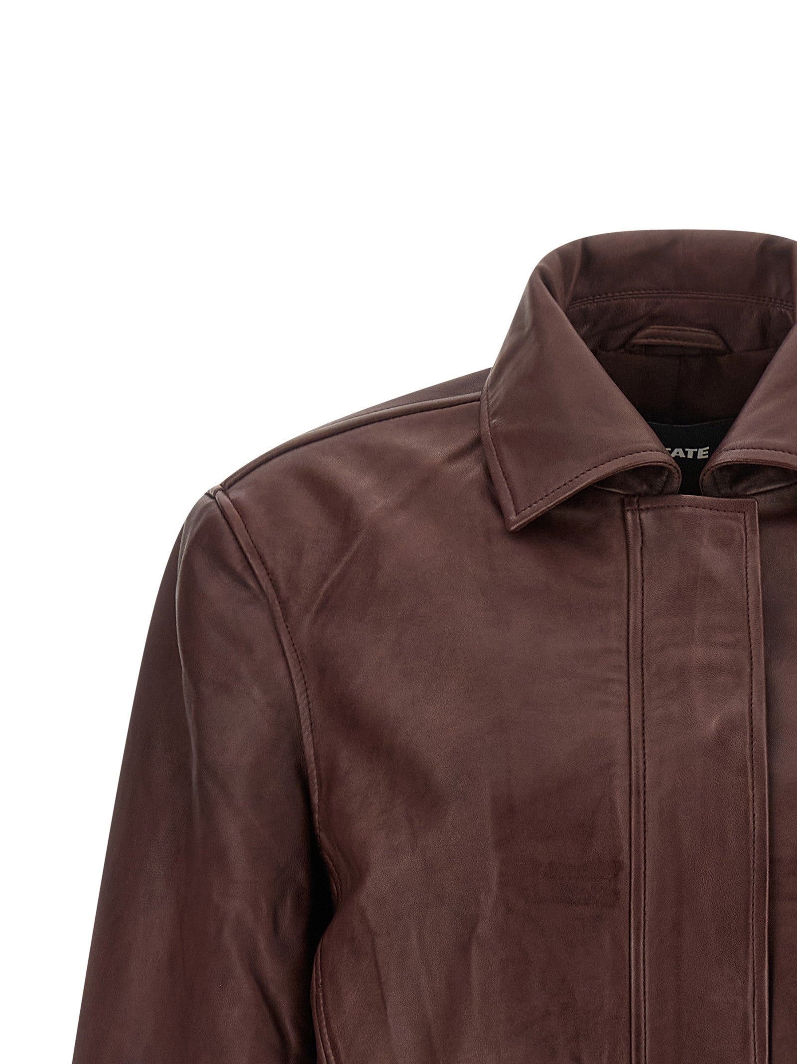 ROTATE Birger Christensen Boxy Square Leather Jacket Red