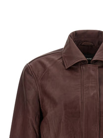 ROTATE Birger Christensen Boxy Square Leather Jacket Red