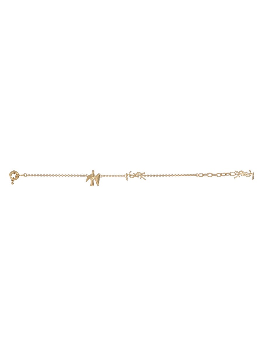 Saint Laurent Women's Chain Bracelet with Cassandre Colomba Gold, view 3