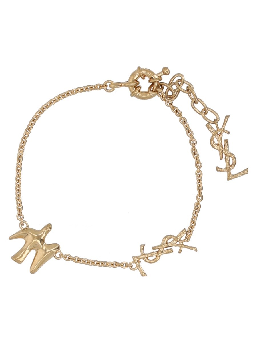 Saint Laurent Women's Chain Bracelet with Cassandre Colomba Gold