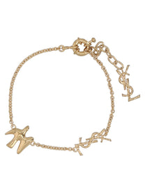 Saint Laurent Women's Chain Bracelet with Cassandre Colomba Gold