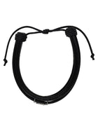 Saint Laurent Men's Leather Cassandre Bracelet Black, view 3