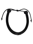 Saint Laurent Men's Leather Cassandre Bracelet Black, view 2